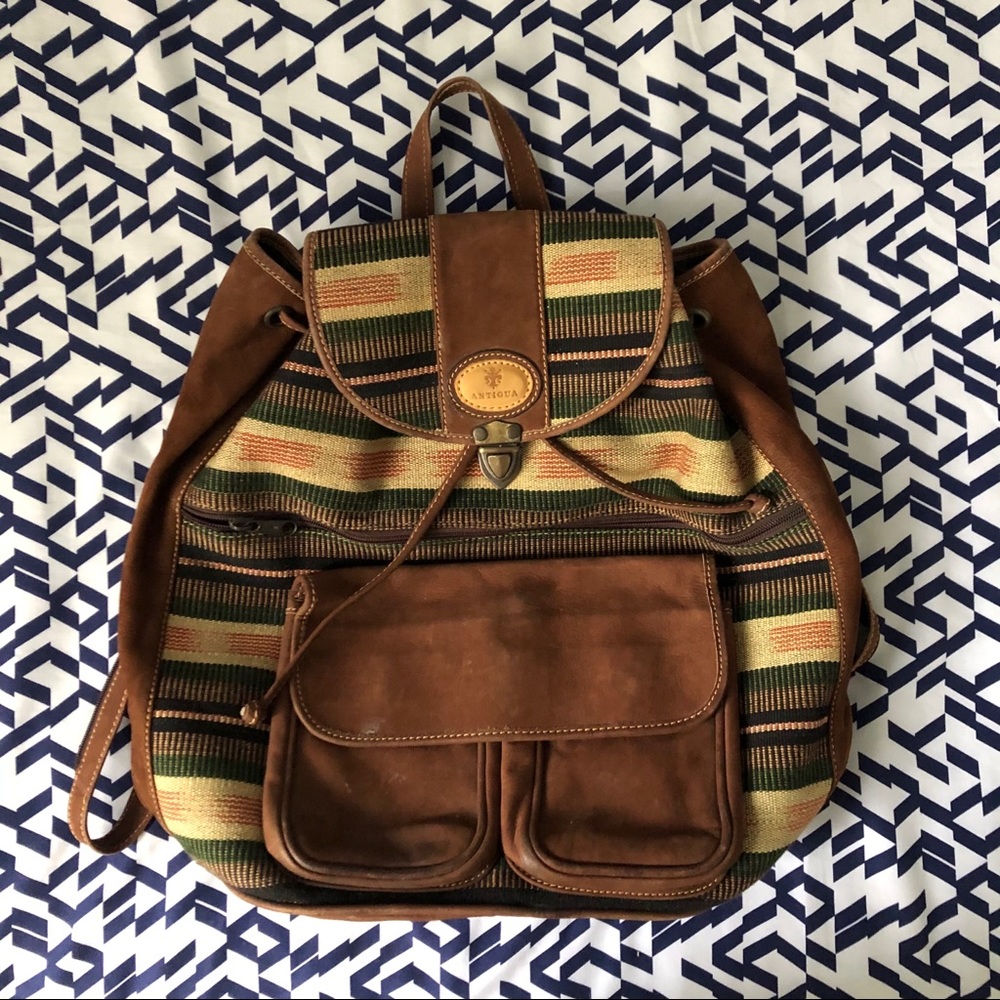 Vintage Leather Guatemalan Backpack